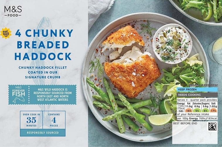 Marks & Spencer 4 haddock fillets in breadcrumbs