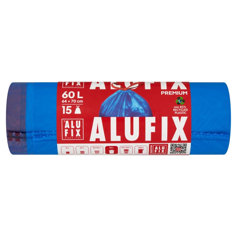 ALUFIX Garbage bags Drawstring LDPE 64x70cm blue 60L/15pcs 