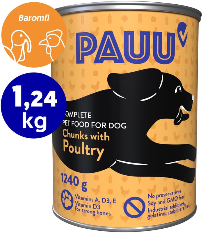 Pauu chunks with poultry in sauce for dogs