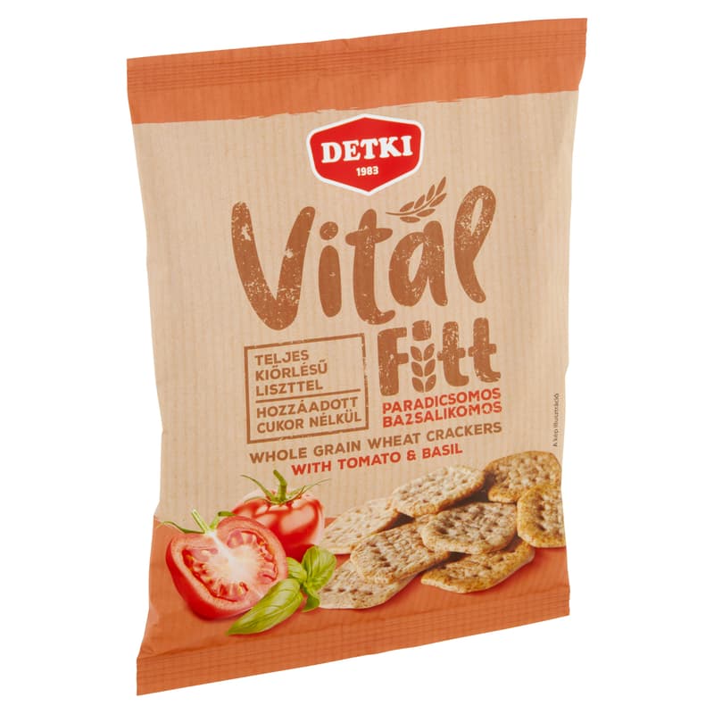 Detki Whole grain wheat crackers with tomato and basil, without added sugar