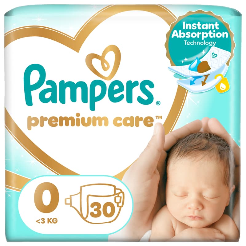 Pampers Premium Care Pelenka, Méret: 0 (<3 kg) 30 db