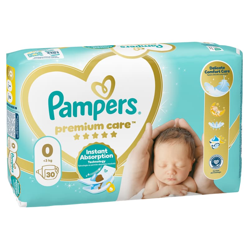 Pampers Premium Care Pelenka, Méret: 0 (<3 kg) 30 db