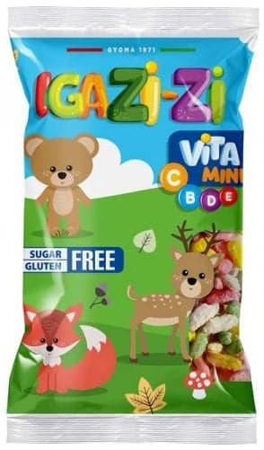 IGAZI-ZI sugar-, and glutenfree fruit mix flavoured coated puffed rice grains with sweeteners and vitamins & minerals 25g