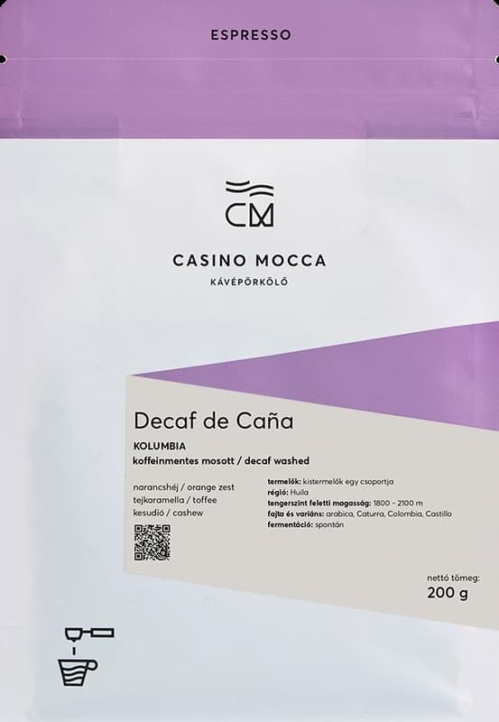 Casino Mocca koffeinmentes eszpresszókávé - Decaf de Caña - Kolumbia