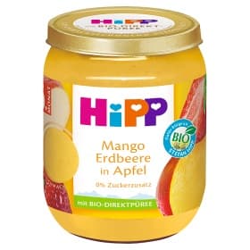 HiPP bio gyümölcskészítmény alma mangóval és eperrel bébidesszert 6 hónapos kortól