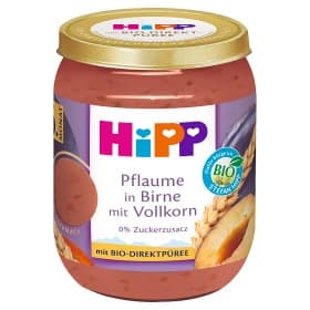 HiPP bio gyümölcskészítmény gabonával körte-szilva bébidesszert 6 hónapos kortól