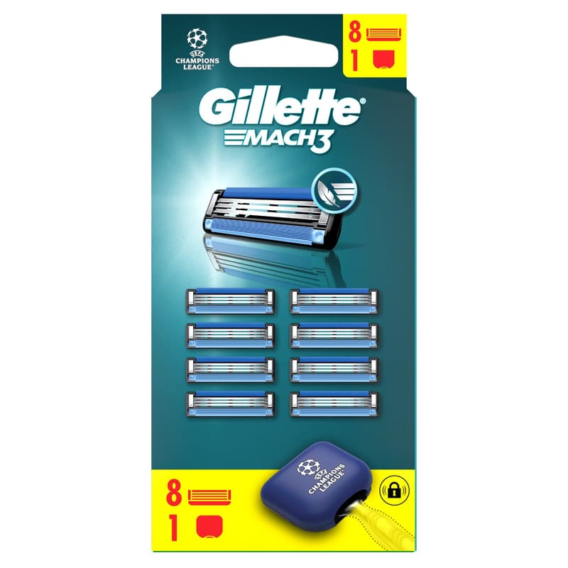 Gillette Mach3 Razor Refills for Men, 8 Razor Blade Refills