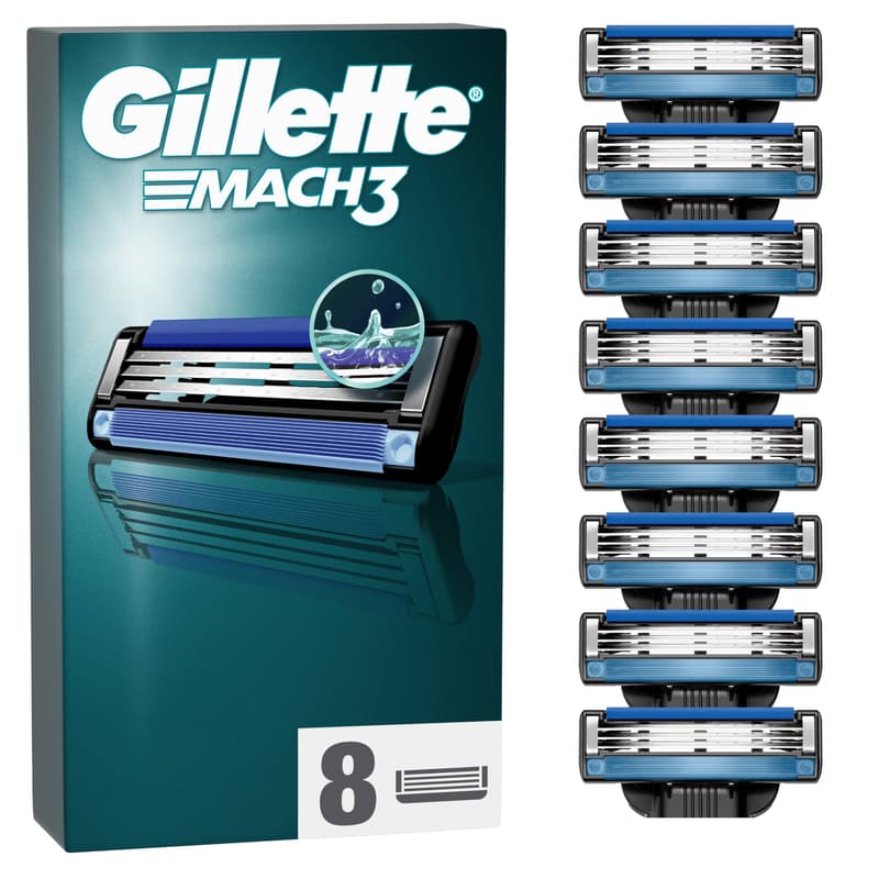 Gillette Mach3 Razor Refills for Men, 8 Razor Blade Refills