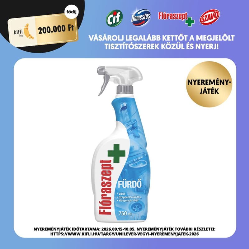 Flóraszept fürdőszobai vízkőoldó és tisztító spray, 750 ml