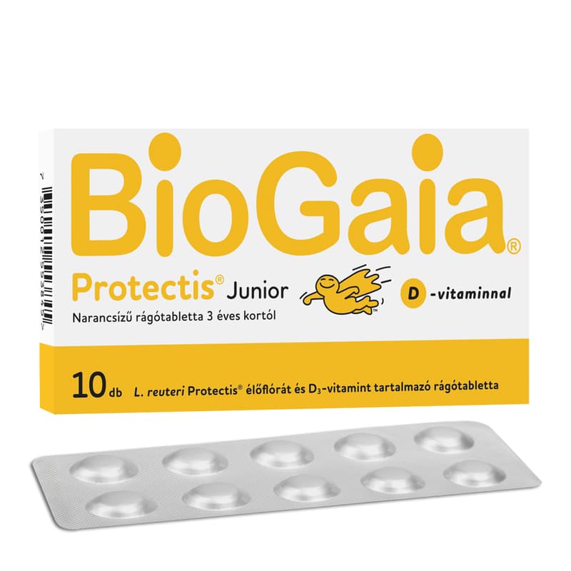 BioGaia Protectis Junior + D-vitamin narancsízű rágótabletta 10 db 