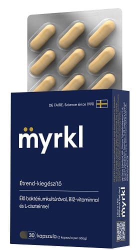 Myrkl Étrend-kiegészítő kapszula élő baktériumkultúrával, B12-vitaminnal és L-ciszteinnel 15 adag