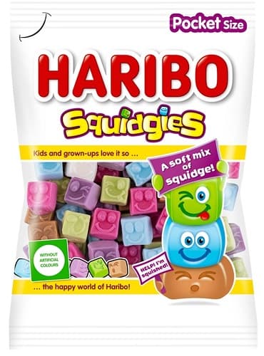 HARIBO Squidgies, 80g mousse gummies with fruit and cola flavour