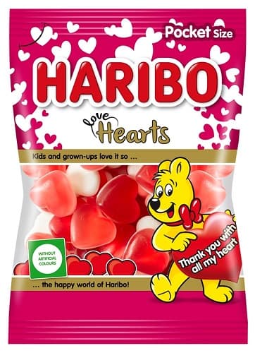 HARIBO Love Hearts, 100g fruit flavoured gummies