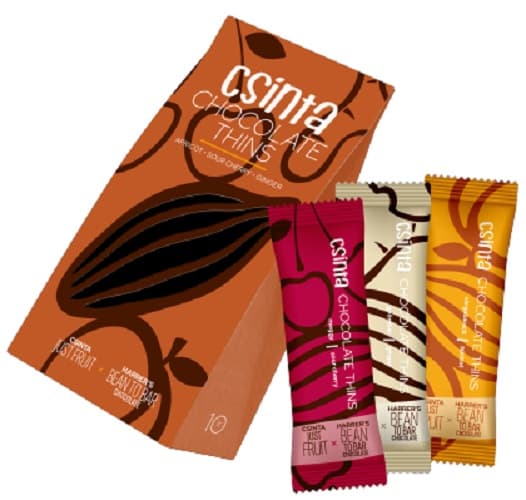 Csinta Chocolate Thins Vegyes (sárgabarack, meggy, gyömbér) (10db-os)