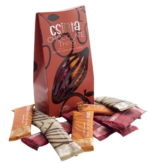 Csinta Chocolate Thins Vegyes (sárgabarack, meggy, gyömbér) (10db-os)