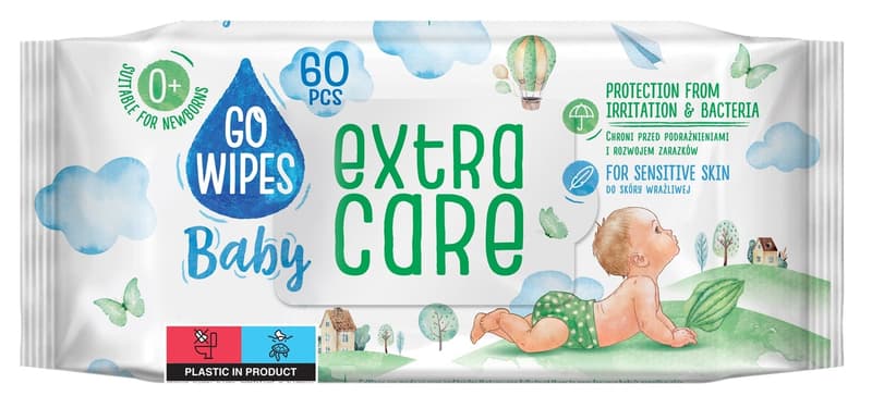 GoWipes Extra care baby wet wipes Antibacterial effect with allantoin 60 pcs