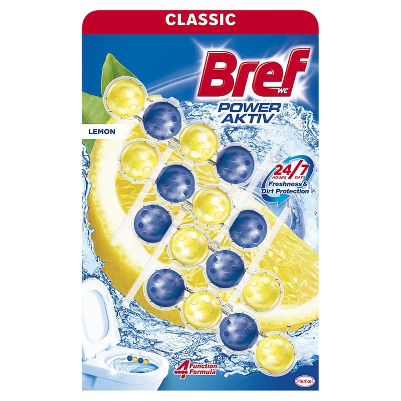 Bref Power Aktiv Lemon toilet freshener 4x50g