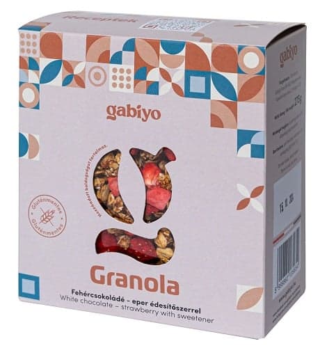 Gabiyo gluten free granola – White chocolate-strawberry (without no added sugar)