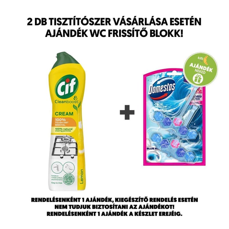 Cif Cleanboost Lemon súrolókrém mikrokristályokkal makacs szennyeződésekre, 500 ml