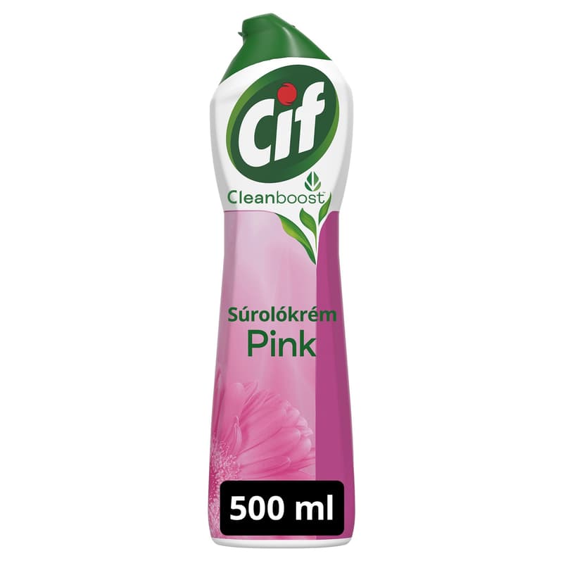Cif Cleanboost Pink súrolókrém mikrokristályokkal makacs szennyeződésekre, 500 ml