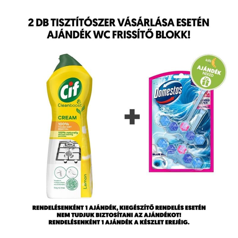 Cif Cleanboost Lemon súrolókrém mikrokristályokkal makacs szennyeződésekre, 750 ml