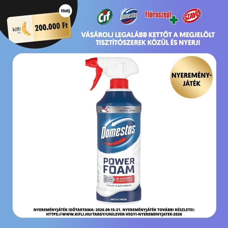 DOMESTOS Power Foam toilet and bathroom cleaning foam Arctic Fresh