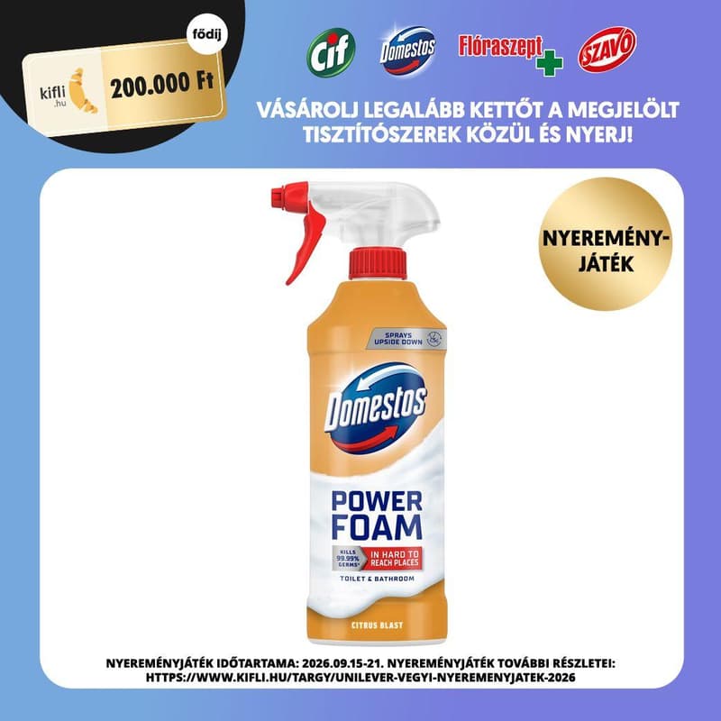 DOMESTOS Power Foam Toilet and Bathroom Cleaning Foam Citrus Blast