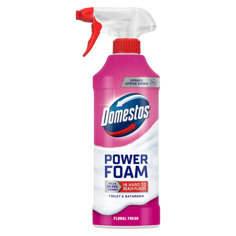 Domestos Power Foam Floral Fresh WC és fürdőszoba tisztító hab, 435 ml