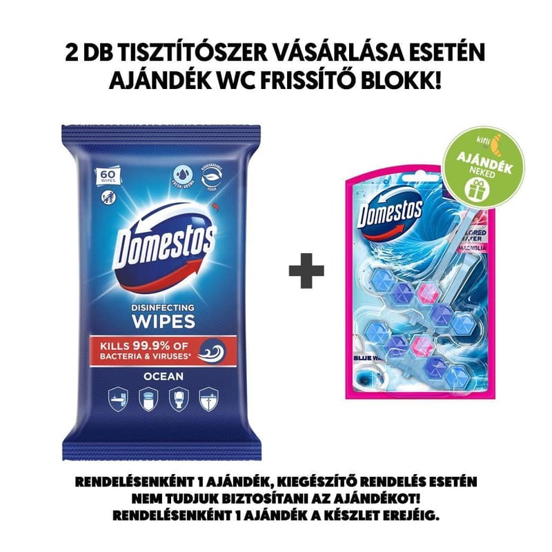 Domestos Ocean fertőtlenítő hatású higiénikus törlőkendő, 60 db