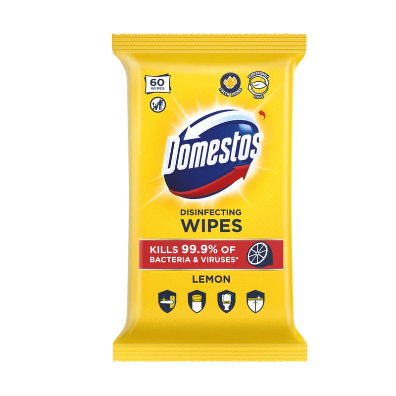 DOMESTOS hygienic wipes, Lemon, disinfectant