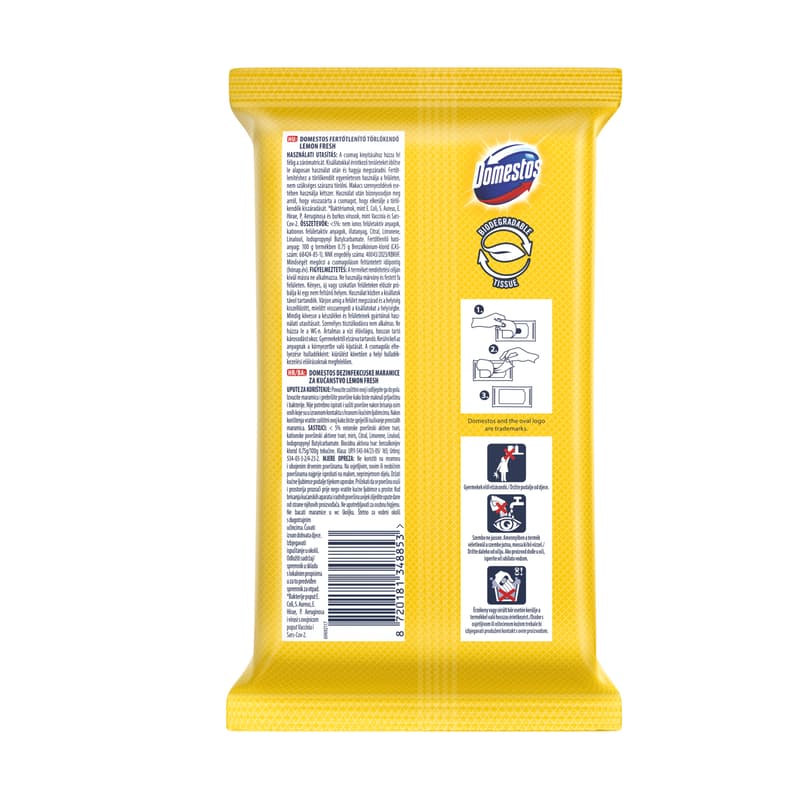 DOMESTOS hygienic wipes, Lemon, disinfectant