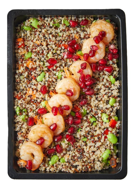 Fruccola Grilled prawns with veggie quinoa