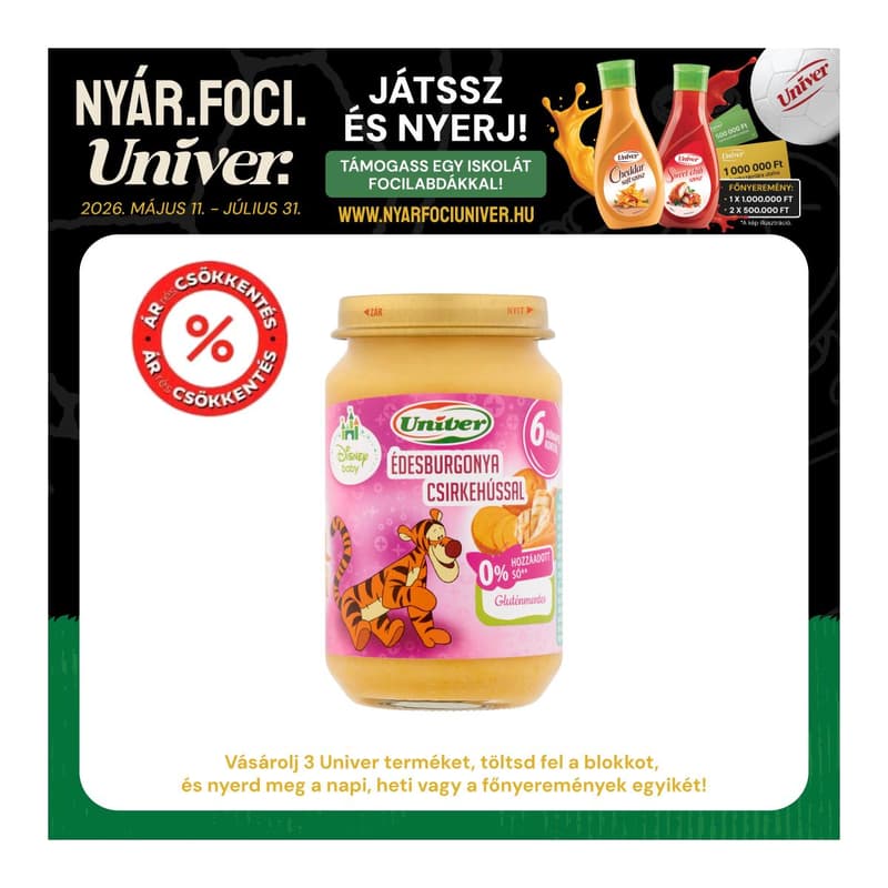 Univer Disney Édesburgonya Csirkehússal bébiétel 6 hónapos kortól