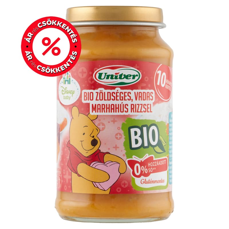 Univer disney BIO Zöldséges, vadas marhahús rizzsel bébiétel 10 hónapos kortól