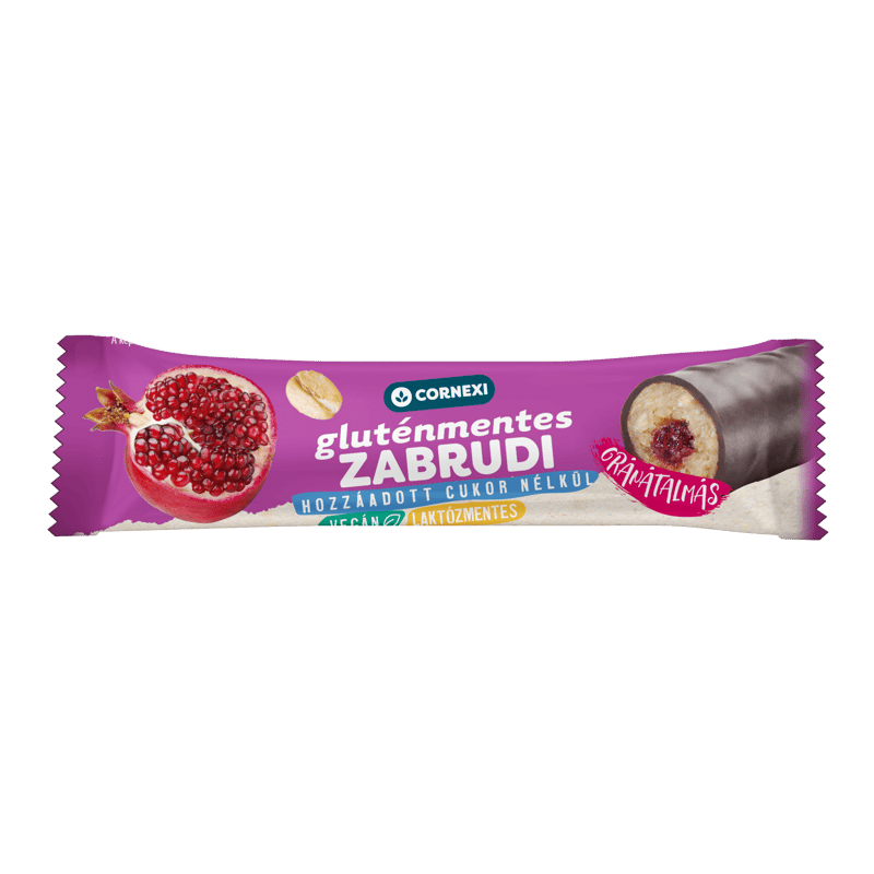 Oaty Roll - Gluten free oat bar with pomegranate filling and cocoa coating, with no added sugar, with sweetener