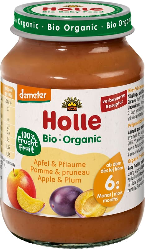 Holle Bio Alma szilvával üveges bébiétel 6 hónapos kortól