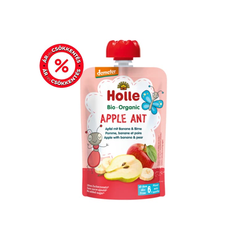 Holle Bio Apple Ant - Tasak alma, banán körtével 6 hónapos kortól, demeter