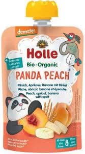 Holle Bio Panda Peach - Tasak őszibarack, sárgabarack,banán, tönkölybúza 8 hónapos kortól, demeter