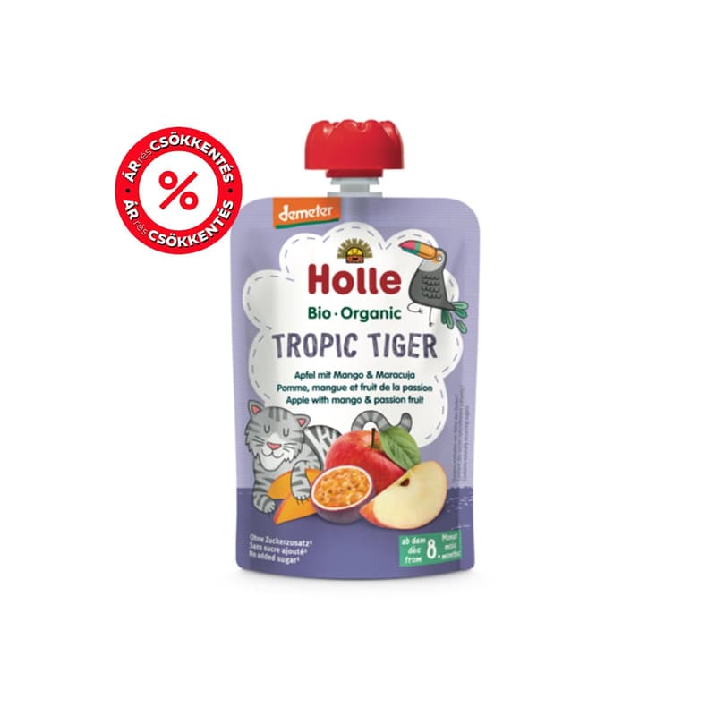 Holle Bio Tropic Tiger - Tasak Alma mangóval és maracujával 8 hónapos kortól, demeter