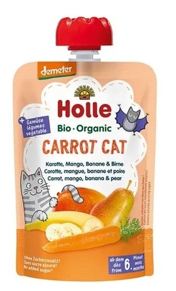 Holle Bio Cat Carrot - Tasak sárgarépa, mangó, banán és körte 6 hónapos kortól, demeter