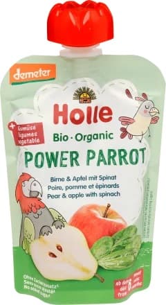 Holle Bio Power Parrot - Tasak körte almával és spenóttal 6 hónapos kortól, demeter