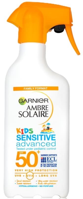 Garnier Ambre Solaire Sensitive Advanced Kids Spray, nagyon magas védelem a gyerekek érzékeny bőrére, SPF 50+