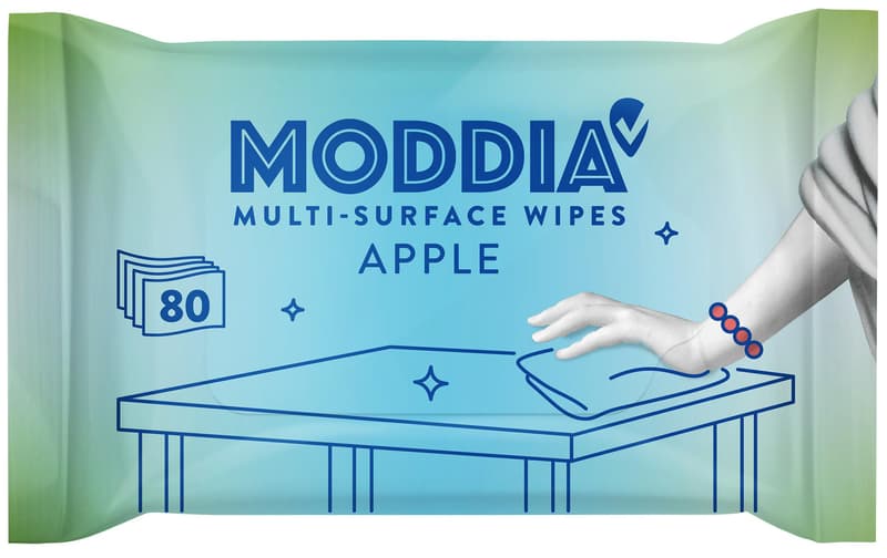 Moddia univerzális háztartási nedves törlőkendő, Apple