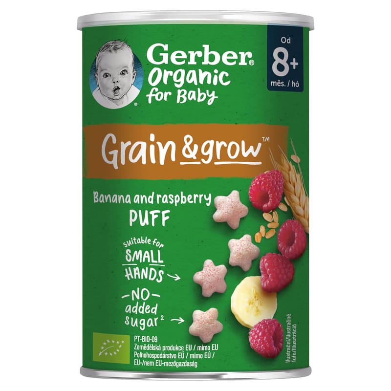Gerber banános-málnás bio gabonasnack