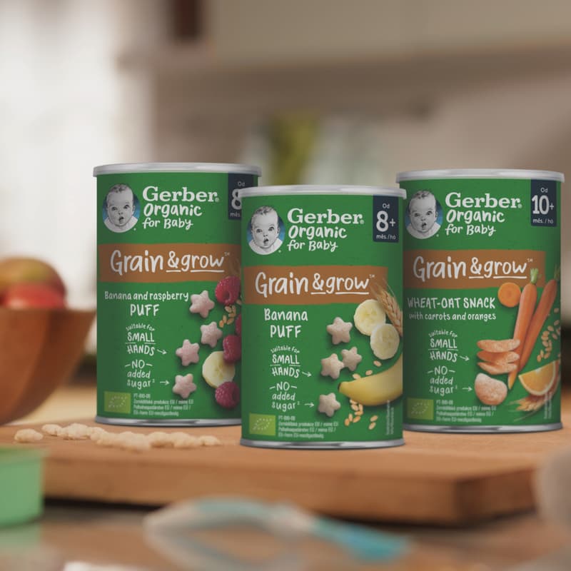 Gerber banános-málnás bio gabonasnack
