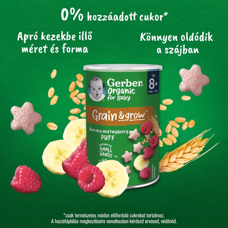 Gerber banános-málnás bio gabonasnack