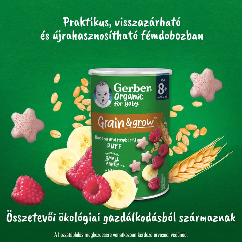 Gerber banános-málnás bio gabonasnack