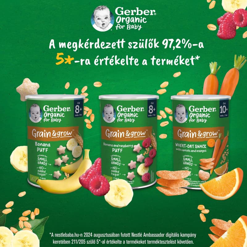 Gerber banános-málnás bio gabonasnack