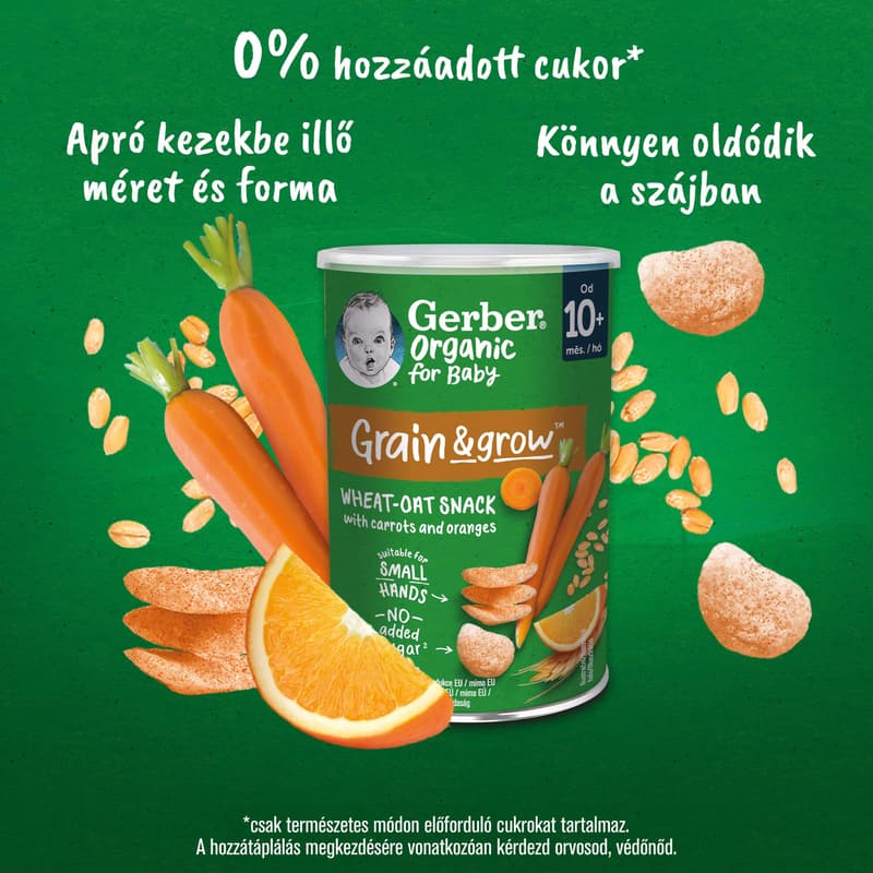 Gerber sárgarépás búza- és zabsnack 10 hónapos kortól, 35 g