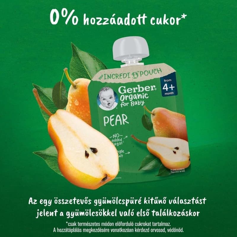 Gerber Organic pear fruit puree, from 4 months